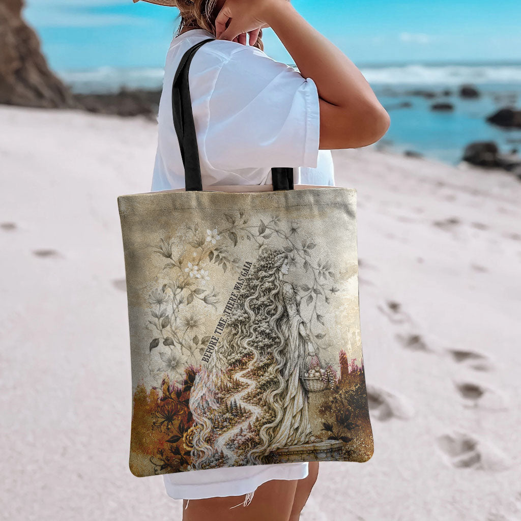 Gaia Mother Earth Sacred Eye Tote Bag Greek Vintage Botanical Sketch Esoteric Spiritual Floral