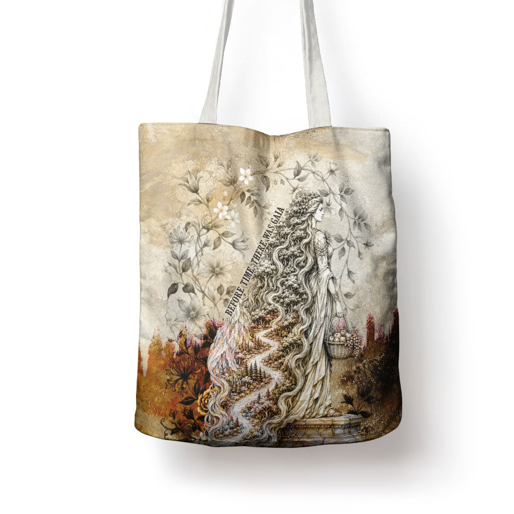 Gaia Mother Earth Sacred Eye Tote Bag Greek Vintage Botanical Sketch Esoteric Spiritual Floral