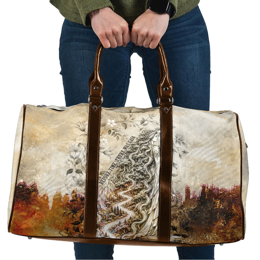 Gaia Mother Earth Sacred Eye Travel Bag Greek Vintage Botanical Sketch Esoteric Spiritual Floral