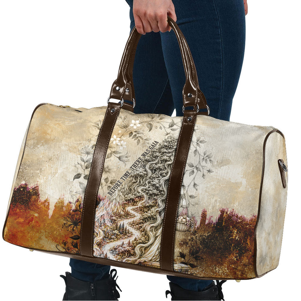 Gaia Mother Earth Sacred Eye Travel Bag Greek Vintage Botanical Sketch Esoteric Spiritual Floral