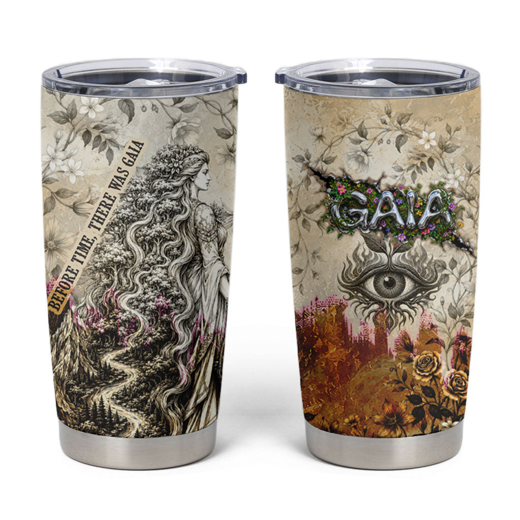 Gaia Mother Earth Sacred Eye Tumbler Cup Greek Vintage Botanical Sketch Esoteric Spiritual Floral