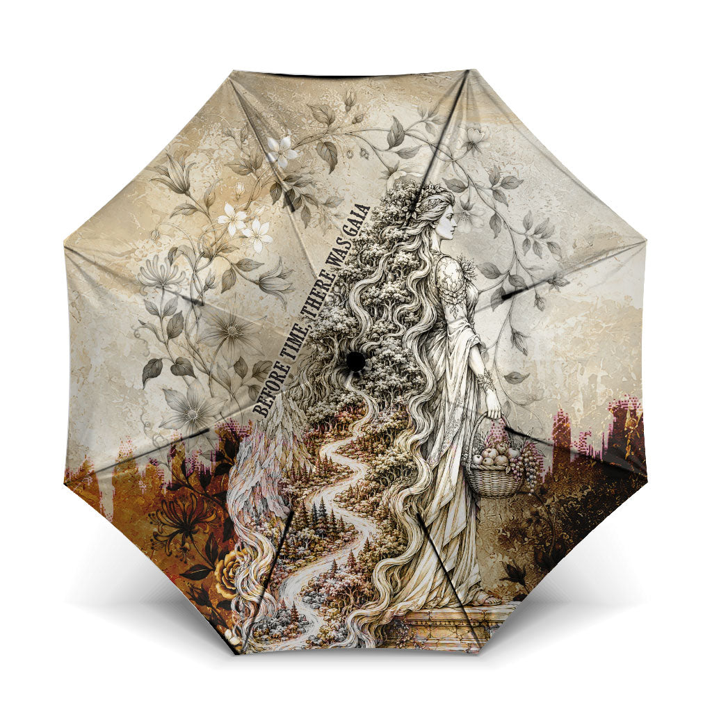 Gaia Mother Earth Sacred Eye Umbrella Greek Vintage Botanical Sketch Esoteric Spiritual Floral