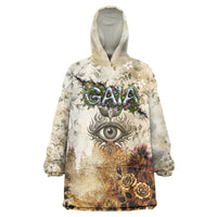 Gaia Mother Earth Sacred Eye Wearable Blanket Hoodie Greek Vintage Botanical Sketch Esoteric Spiritual Floral