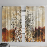 Gaia Mother Earth Sacred Eye Window Curtain Greek Vintage Botanical Sketch Esoteric Spiritual Floral