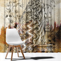 Gaia Mother Earth Sacred Eye Window Curtain Greek Vintage Botanical Sketch Esoteric Spiritual Floral
