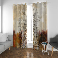 Gaia Mother Earth Sacred Eye Window Curtain Greek Vintage Botanical Sketch Esoteric Spiritual Floral