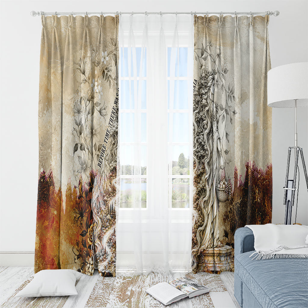 Gaia Mother Earth Sacred Eye Window Curtain Greek Vintage Botanical Sketch Esoteric Spiritual Floral