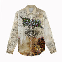 Gaia Mother Earth Sacred Eye Women Casual Shirt Greek Vintage Botanical Sketch Esoteric Spiritual Floral