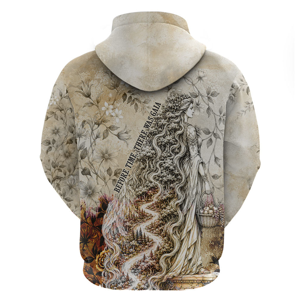 Gaia Mother Earth Sacred Eye Zip Hoodie Greek Vintage Botanical Sketch Esoteric Spiritual Floral