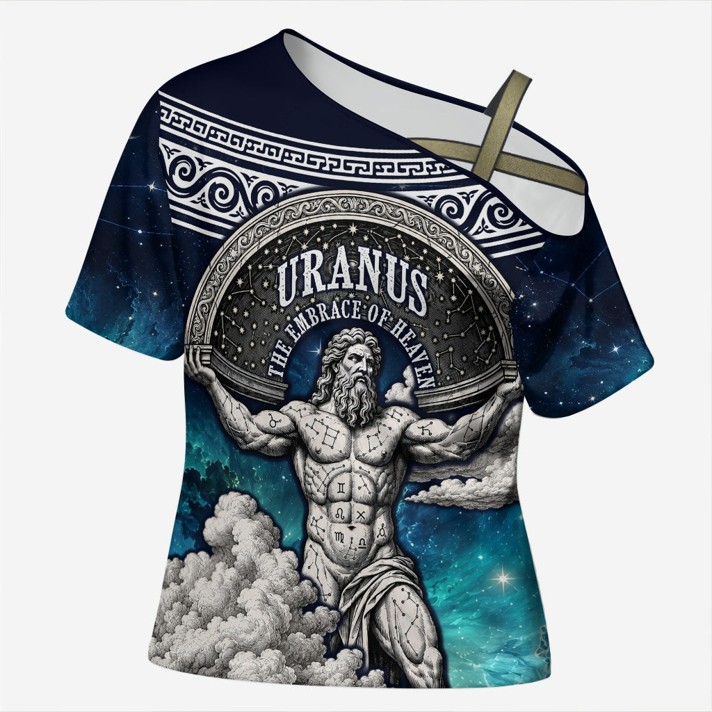 Uranus Greek God Of The Sky Cross Shoulder Shirt Greek Mythology Celestial Zodiac Constellation Vintage