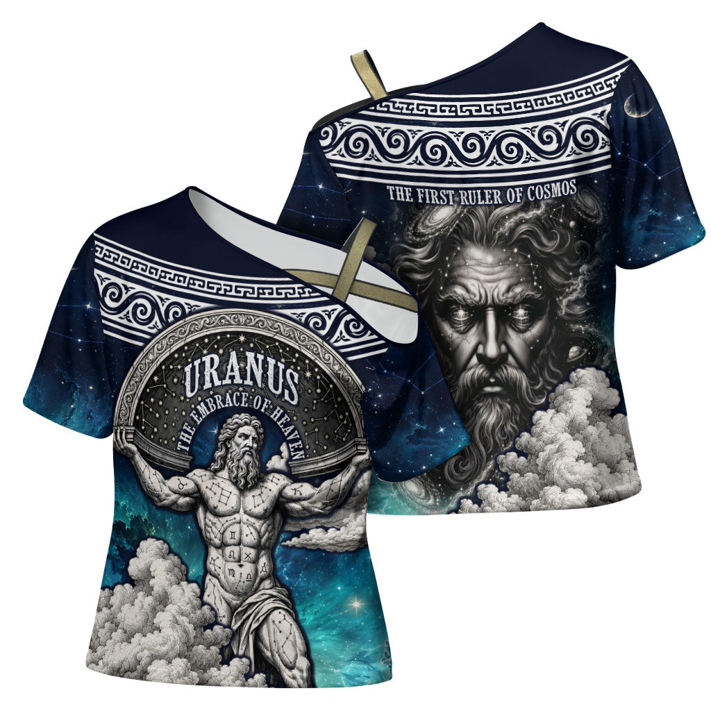 Uranus Greek God Of The Sky Cross Shoulder Shirt Greek Mythology Celestial Zodiac Constellation Vintage