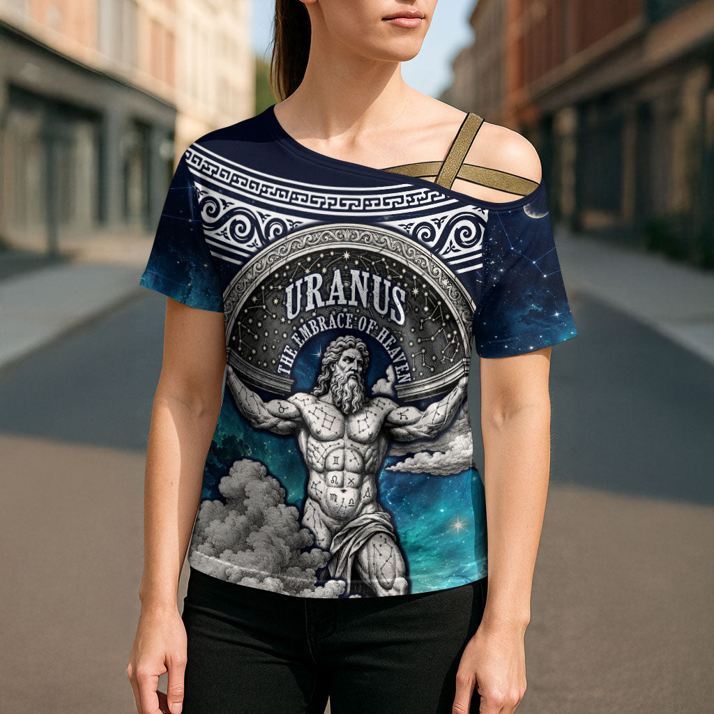 Uranus Greek God Of The Sky Cross Shoulder Shirt Greek Mythology Celestial Zodiac Constellation Vintage