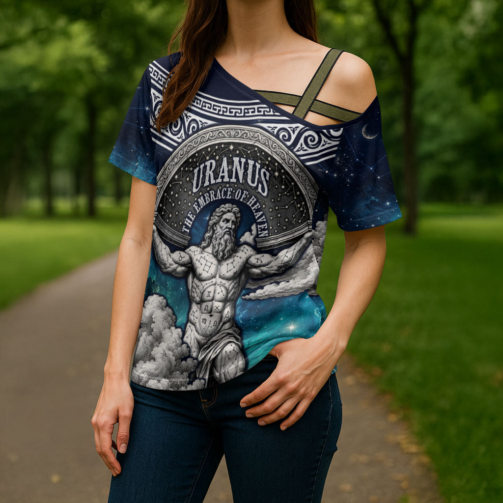 Uranus Greek God Of The Sky Cross Shoulder Shirt Greek Mythology Celestial Zodiac Constellation Vintage
