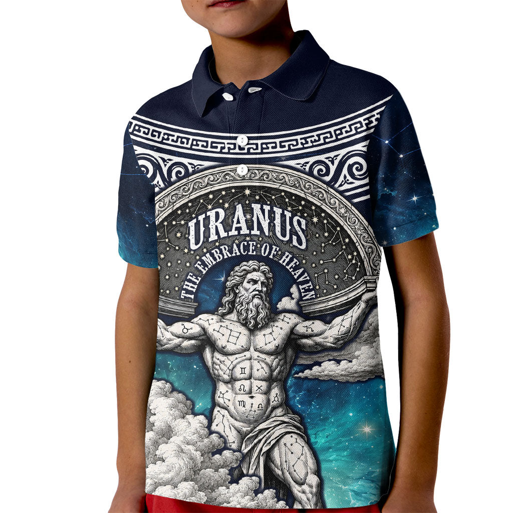 Uranus Greek God Of The Sky Kid Polo Shirt Greek Mythology Celestial Zodiac Constellation Vintage