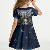 Uranus Greek God Of The Sky Kid Short Sleeve Dress Greek Mythology Celestial Zodiac Constellation Vintage