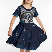 Uranus Greek God Of The Sky Kid Short Sleeve Dress Greek Mythology Celestial Zodiac Constellation Vintage