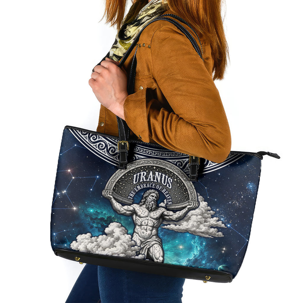 Uranus Greek God Of The Sky Leather Tote Bag Greek Mythology Celestial Zodiac Constellation Vintage