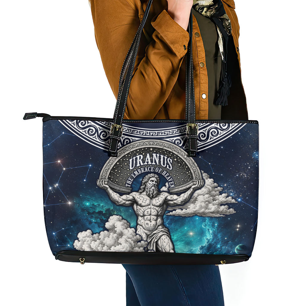 Uranus Greek God Of The Sky Leather Tote Bag Greek Mythology Celestial Zodiac Constellation Vintage