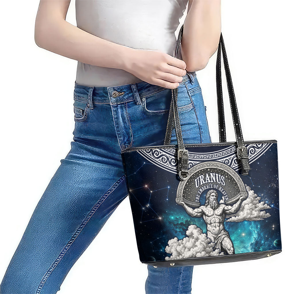 Uranus Greek God Of The Sky Leather Tote Bag Greek Mythology Celestial Zodiac Constellation Vintage