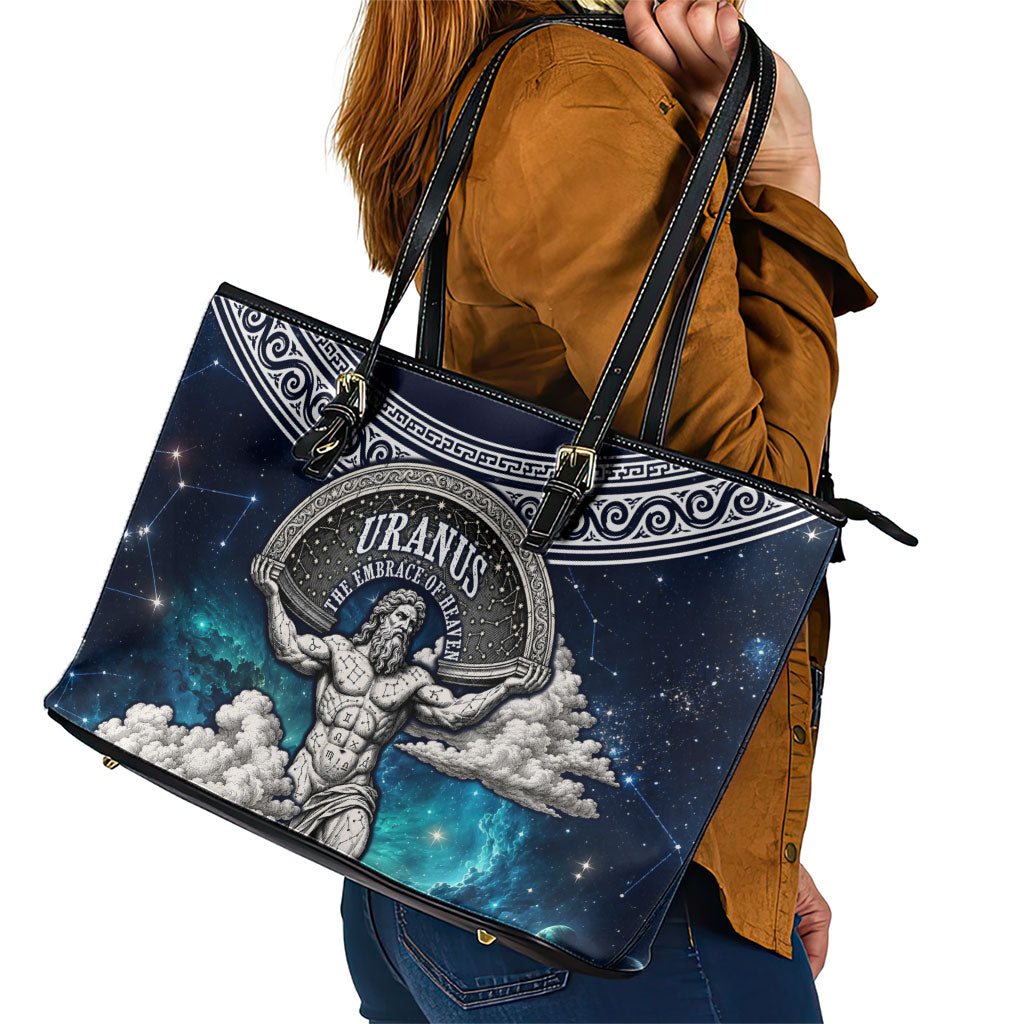 Uranus Greek God Of The Sky Leather Tote Bag Greek Mythology Celestial Zodiac Constellation Vintage