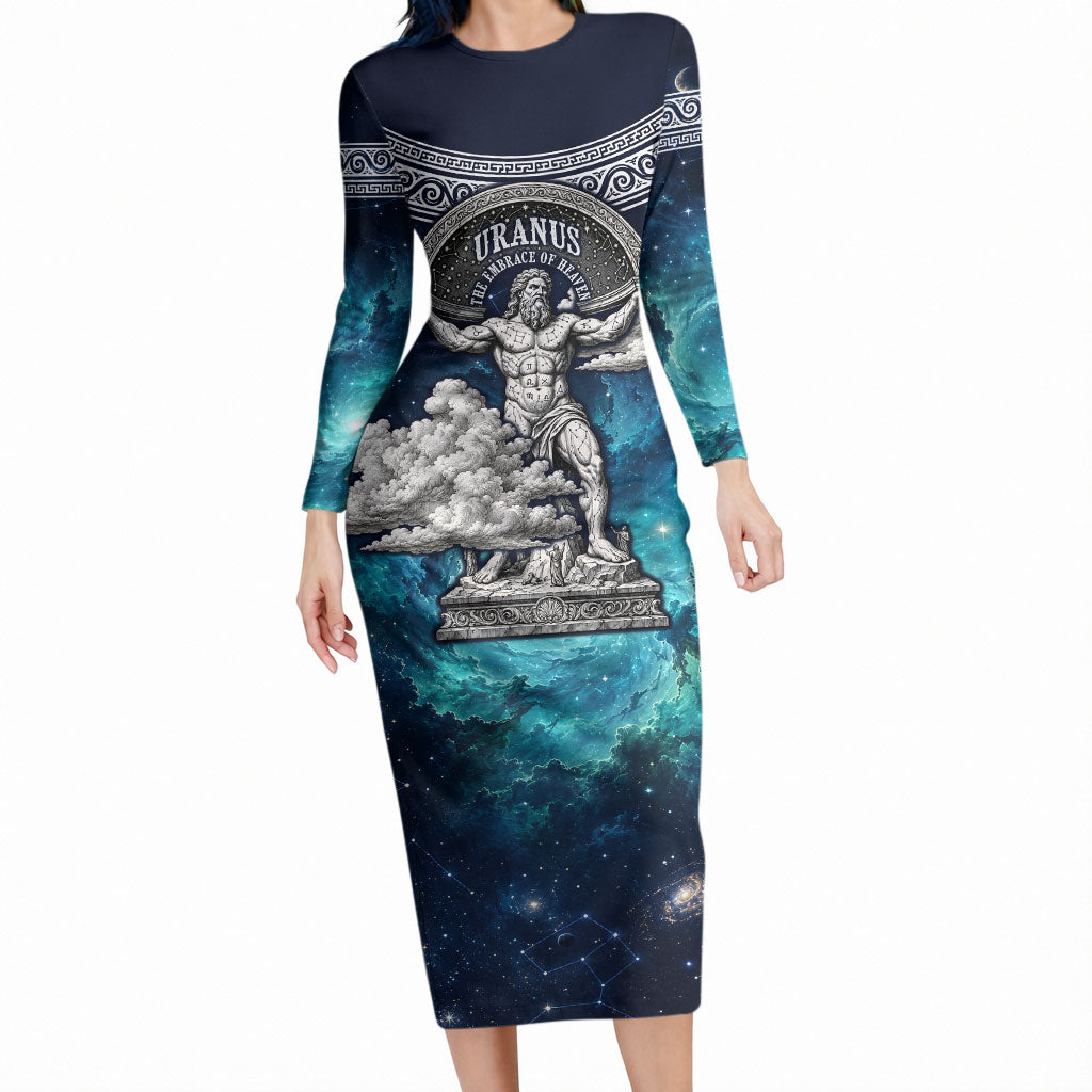 Uranus Greek God Of The Sky Long Sleeve Bodycon Dress Greek Mythology Celestial Zodiac Constellation Vintage