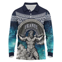 Uranus Greek God Of The Sky Long Sleeve Polo Shirt Greek Mythology Celestial Zodiac Constellation Vintage