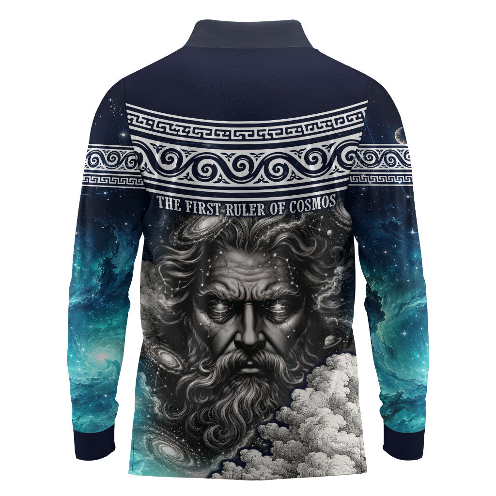 Uranus Greek God Of The Sky Long Sleeve Polo Shirt Greek Mythology Celestial Zodiac Constellation Vintage