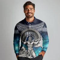 Uranus Greek God Of The Sky Long Sleeve Polo Shirt Greek Mythology Celestial Zodiac Constellation Vintage