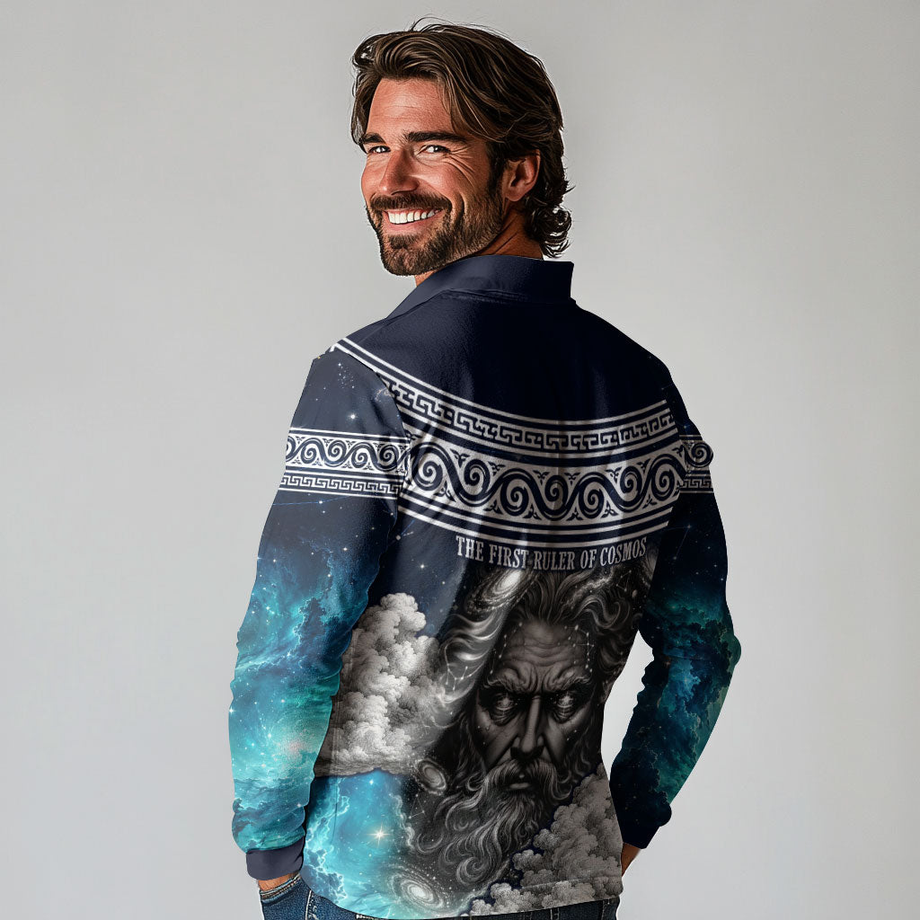Uranus Greek God Of The Sky Long Sleeve Polo Shirt Greek Mythology Celestial Zodiac Constellation Vintage
