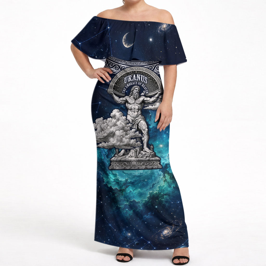 Uranus Greek God Of The Sky Off Shoulder Maxi Dress Greek Mythology Celestial Zodiac Constellation Vintage