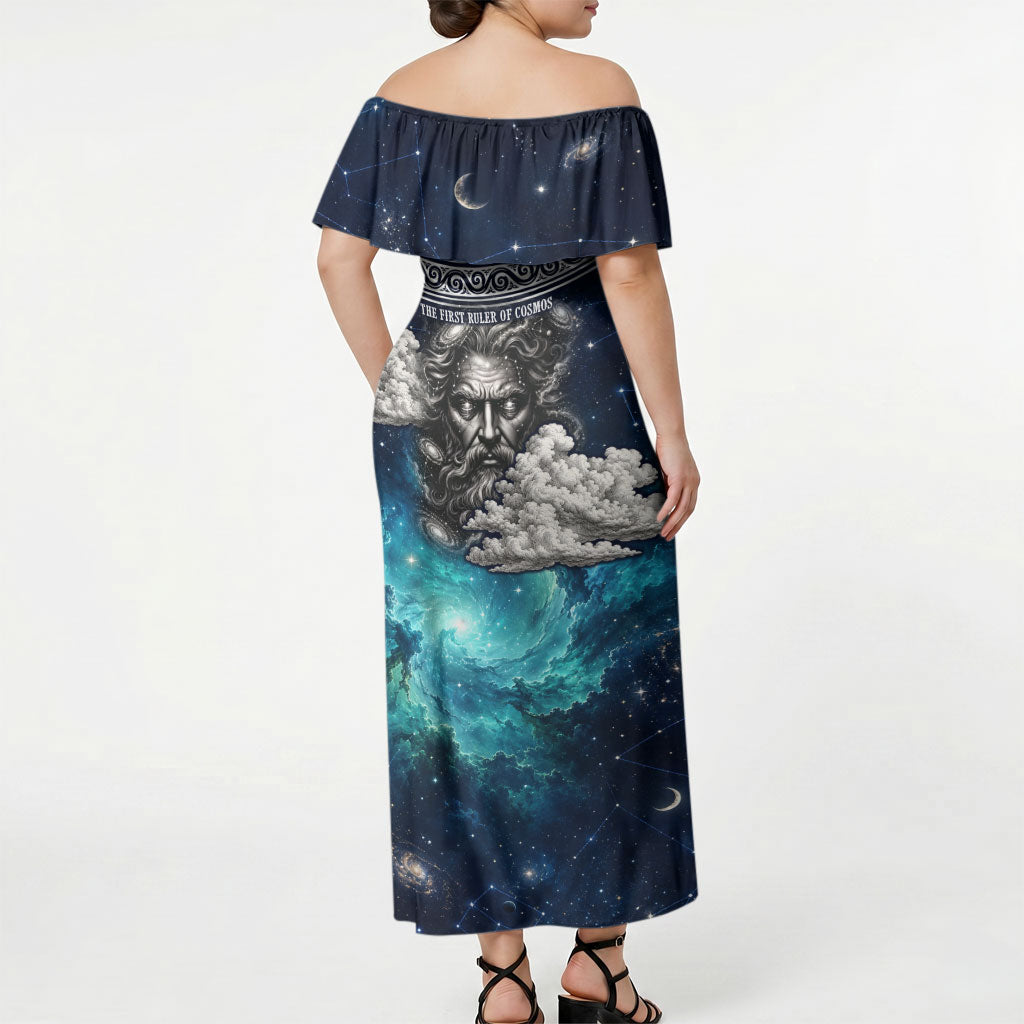 Uranus Greek God Of The Sky Off Shoulder Maxi Dress Greek Mythology Celestial Zodiac Constellation Vintage