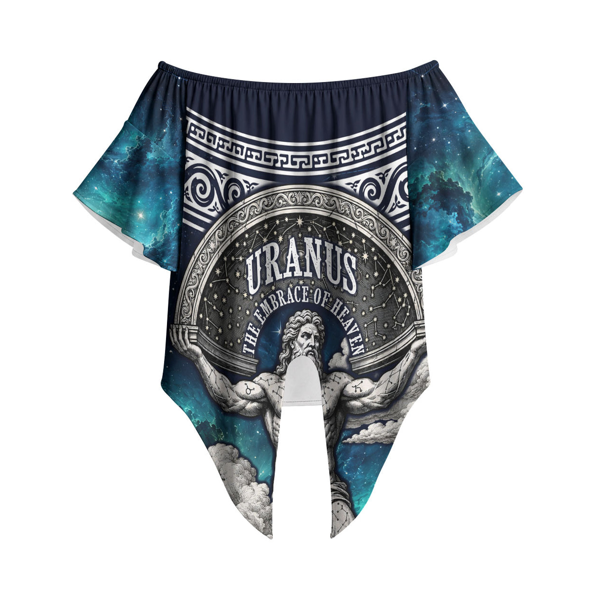 Uranus Greek God Of The Sky Off Shoulder Wrap Waist Top Greek Mythology Celestial Zodiac Constellation Vintage