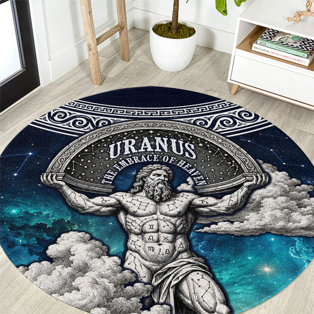 Uranus Greek God Of The Sky Round Carpet Greek Mythology Celestial Zodiac Constellation Vintage
