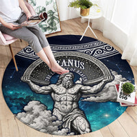 Uranus Greek God Of The Sky Round Carpet Greek Mythology Celestial Zodiac Constellation Vintage