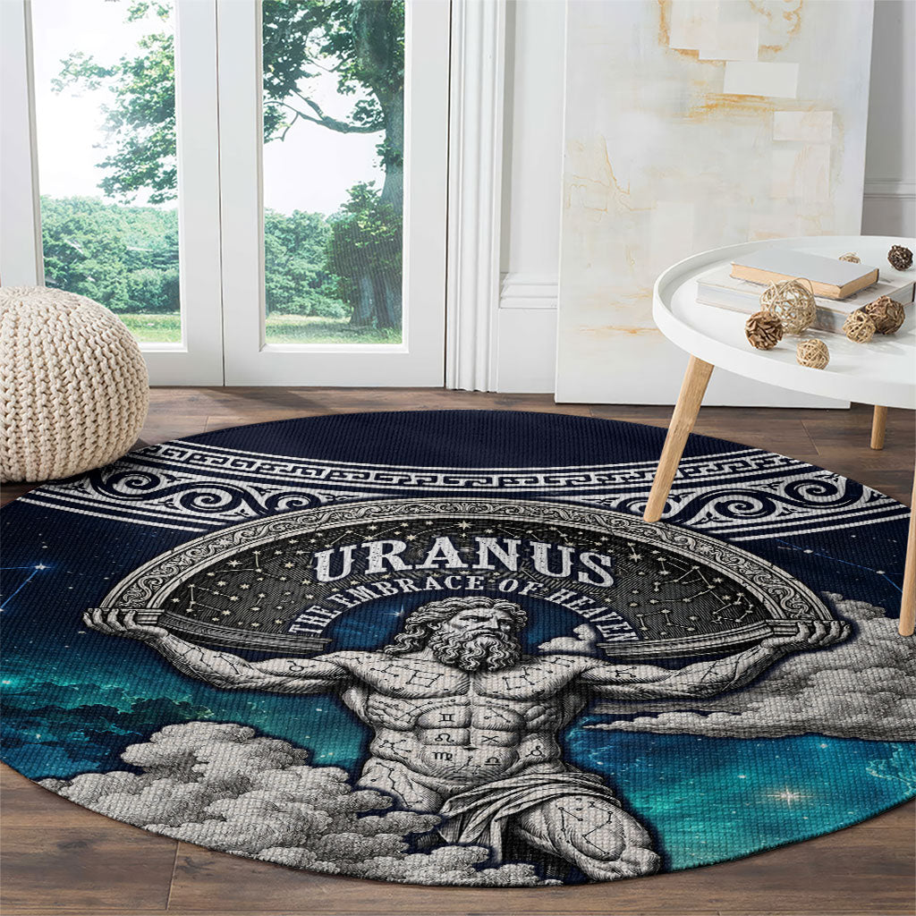 Uranus Greek God Of The Sky Round Carpet Greek Mythology Celestial Zodiac Constellation Vintage