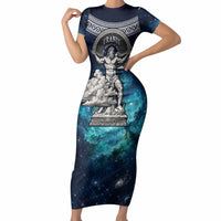 Uranus Greek God Of The Sky Short Sleeve Bodycon Dress Greek Mythology Celestial Zodiac Constellation Vintage