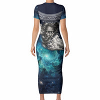 Uranus Greek God Of The Sky Short Sleeve Bodycon Dress Greek Mythology Celestial Zodiac Constellation Vintage
