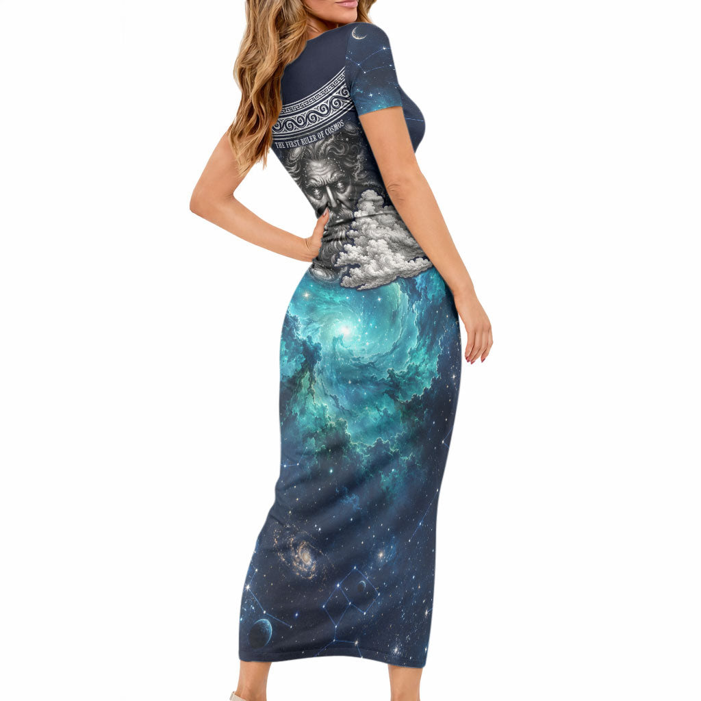 Uranus Greek God Of The Sky Short Sleeve Bodycon Dress Greek Mythology Celestial Zodiac Constellation Vintage