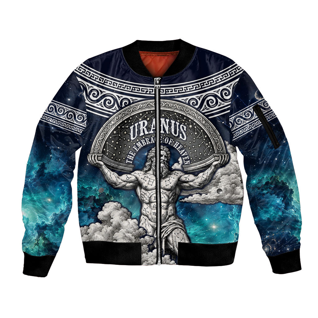Uranus Greek God Of The Sky Sleeve Zip Bomber Jacket Greek Mythology Celestial Zodiac Constellation Vintage