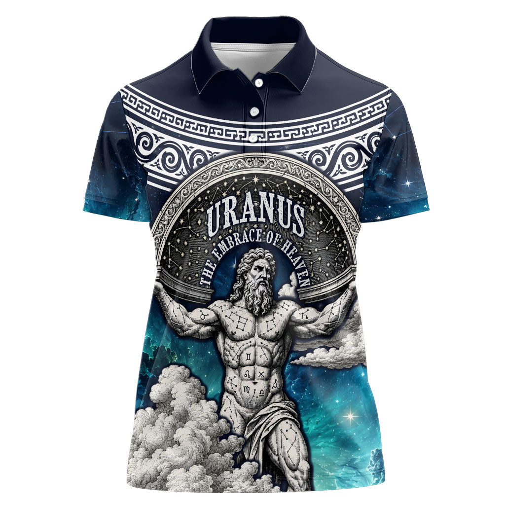 Uranus Greek God Of The Sky Women Polo Shirt Greek Mythology Celestial Zodiac Constellation Vintage