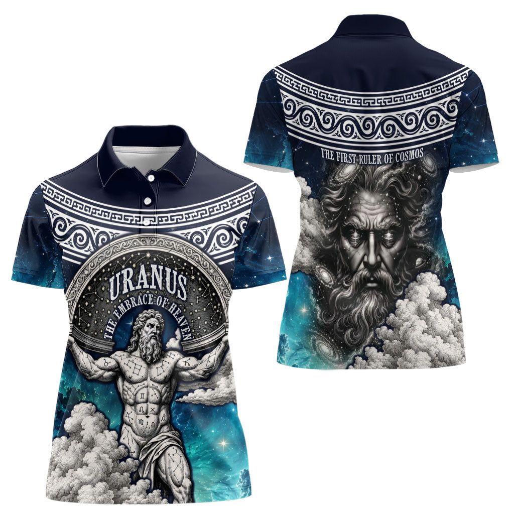 Uranus Greek God Of The Sky Women Polo Shirt Greek Mythology Celestial Zodiac Constellation Vintage