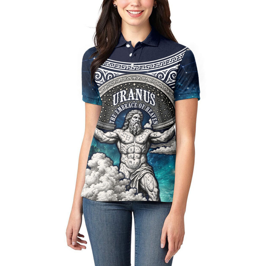 Uranus Greek God Of The Sky Women Polo Shirt Greek Mythology Celestial Zodiac Constellation Vintage