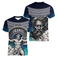 Uranus Greek God Of The Sky Women V-Neck T-Shirt Greek Mythology Celestial Zodiac Constellation Vintage