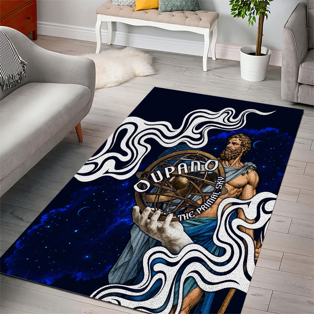 Uranus The Primal Sky Greek God Area Rug Vintage Celestial Armillary Sphere Cosmos Mythology