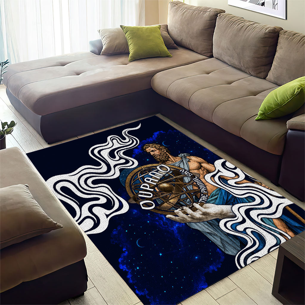 Uranus The Primal Sky Greek God Area Rug Vintage Celestial Armillary Sphere Cosmos Mythology