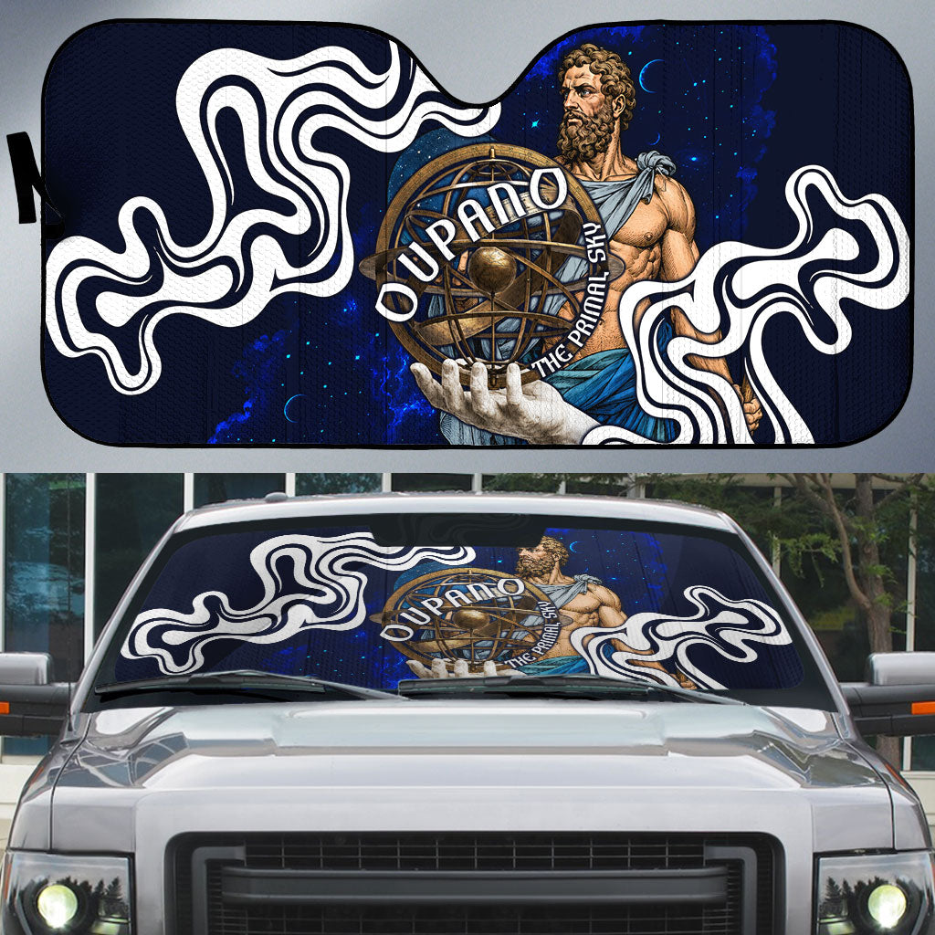 Uranus The Primal Sky Greek God Auto Sun Shade Vintage Celestial Armillary Sphere Cosmos Mythology