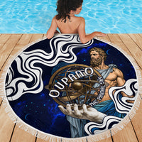 Uranus The Primal Sky Greek God Beach Blanket Vintage Celestial Armillary Sphere Cosmos Mythology