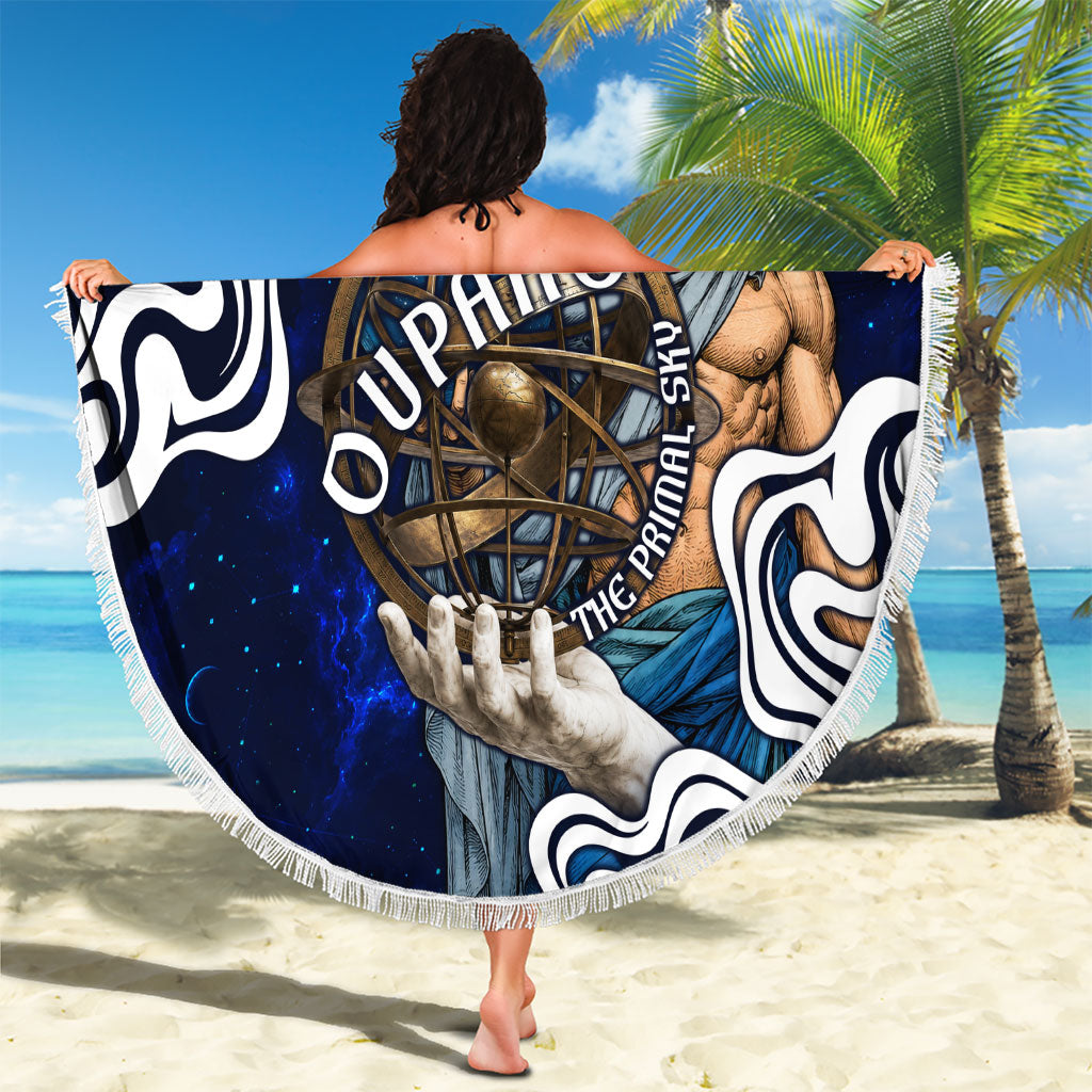 Uranus The Primal Sky Greek God Beach Blanket Vintage Celestial Armillary Sphere Cosmos Mythology