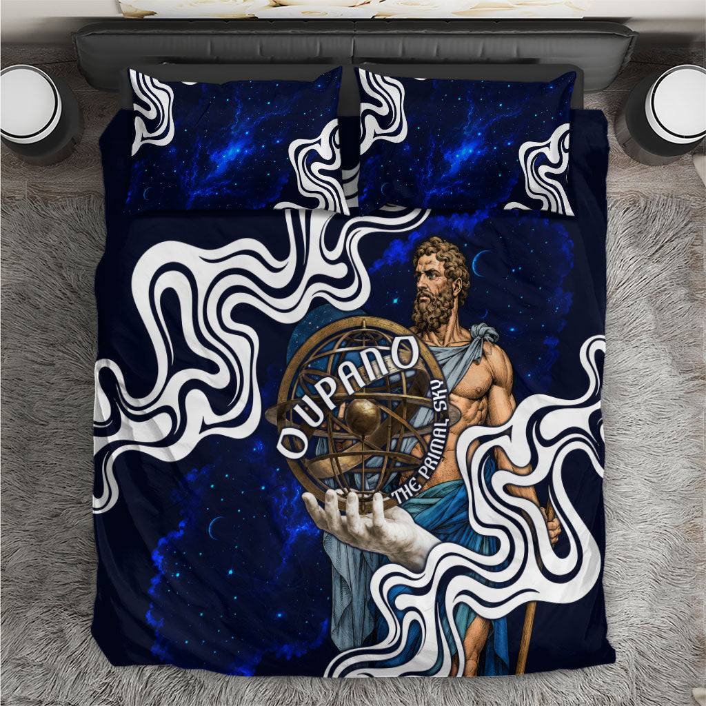 Uranus The Primal Sky Greek God Bedding Set Vintage Celestial Armillary Sphere Cosmos Mythology