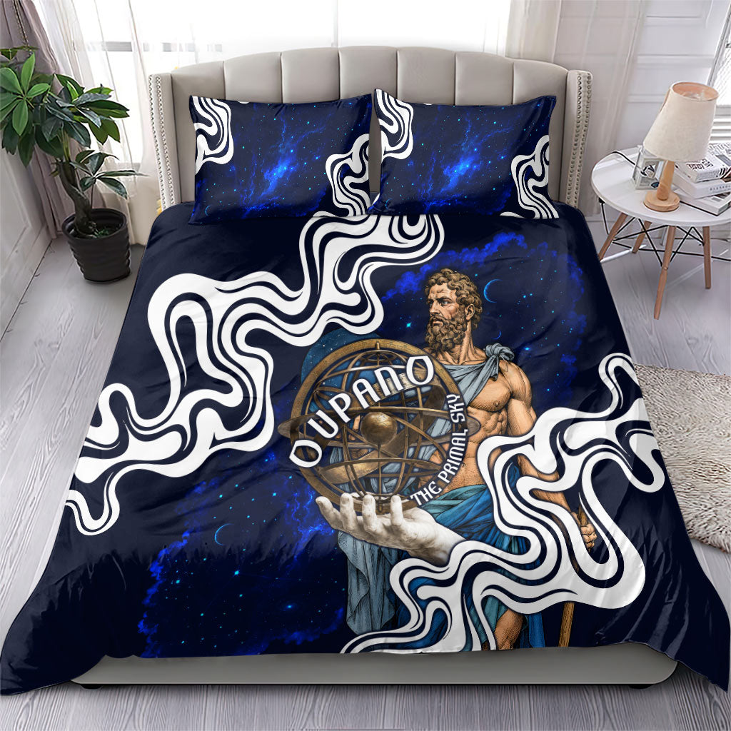Uranus The Primal Sky Greek God Bedding Set Vintage Celestial Armillary Sphere Cosmos Mythology